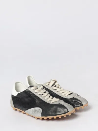 Maison Margiela Sneakers Sprinters In Suede And Leather With Vintage Finish In Black