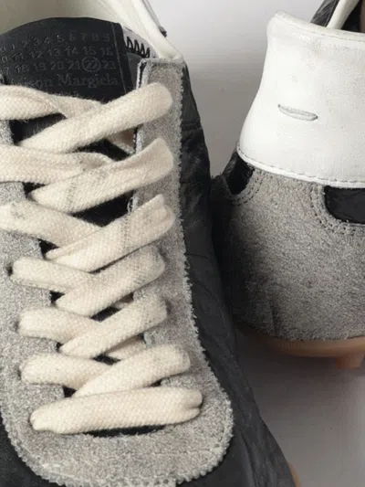 Maison Margiela Sneakers Sprinters In Suede And Leather With Vintage Finish In Black