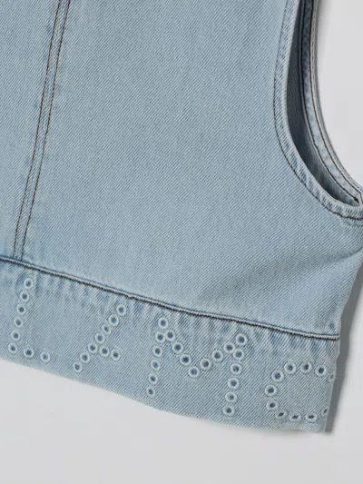 Stella Mccartney Denim Crop Top In Multi