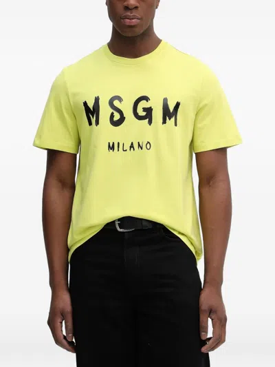 Msgm Logo-detail T-shirt In Yellow