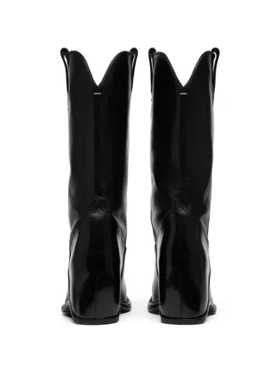 Maison Margiela Mid Calf Boots Pointed Toe Pull Tabs In Black