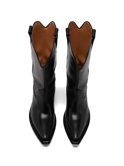Maison Margiela Mid Calf Boots Pointed Toe Pull Tabs In Black