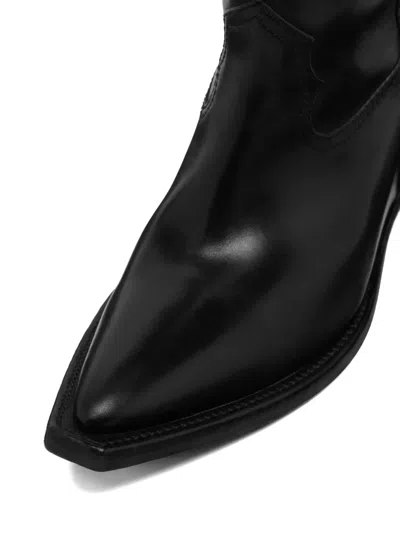 Maison Margiela Mid Calf Boots Pointed Toe Pull Tabs In Black
