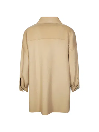 Weekend Max Mara Buttoned Flap-pocket Coat In Brown