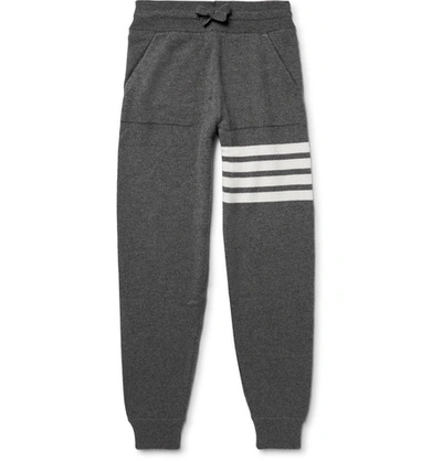 Shop Thom Browne Tapered Striped Cashmere Sweatpants