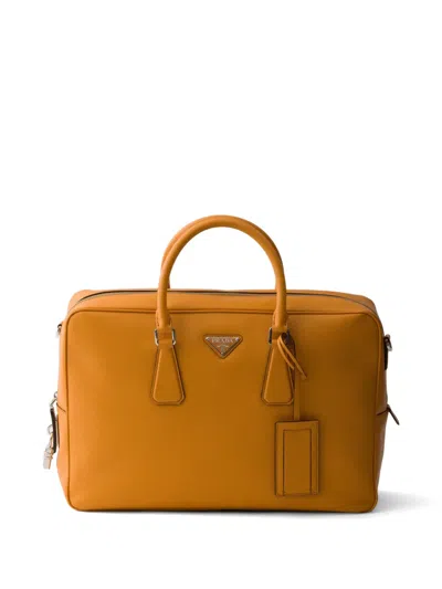 Prada Saffiano Leather Work Bag In Orange