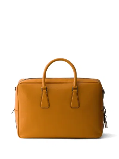 Prada Saffiano Leather Work Bag In Orange