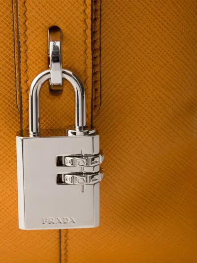 Prada Saffiano Leather Work Bag In Orange