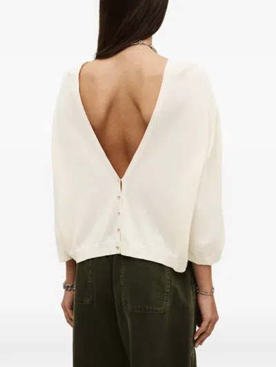 Ba&sh Open-back Buttoned Sweater In White