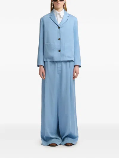 Marni Patch-pocket Single-breasted Jacket In Blue