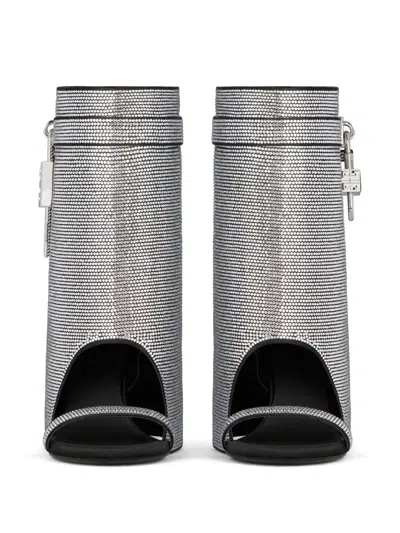 Givenchy Lock Ankle Sandals In Silver