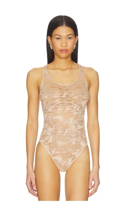 Diesel Nylon Bodysuit With Lace Design In White