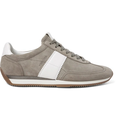 Tom Ford Men Low-top Sneakers Bannister Suede In Grey