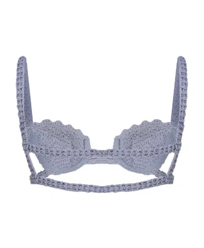 Blumarine Openwork Bra Top In Blue
