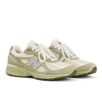 New Balance White And Green Made In Usa 990v4 Sneakers In Multi