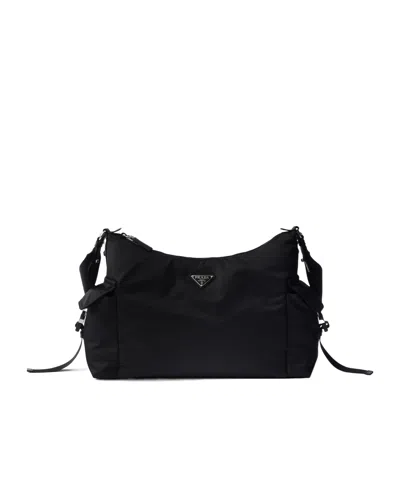 Prada Explore Triangle Logo Nylon Messenger Bag In Black