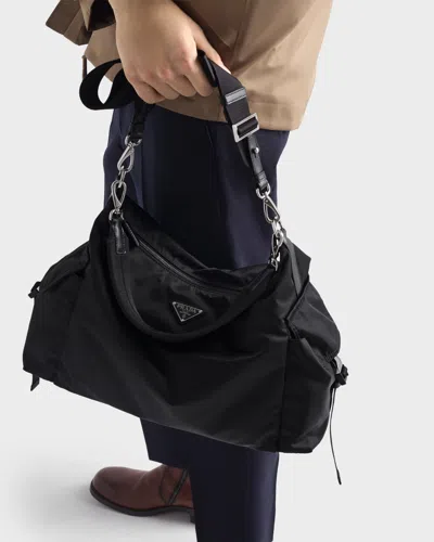 Prada Explore Triangle Logo Nylon Messenger Bag In Black