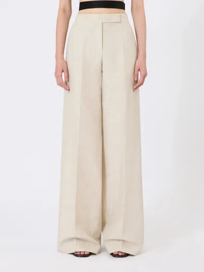 Max Mara High Waist Wide Leg Pleated Trousers In Neutral
