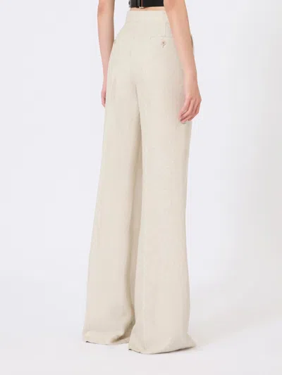 Max Mara High Waist Wide Leg Pleated Trousers In Neutral