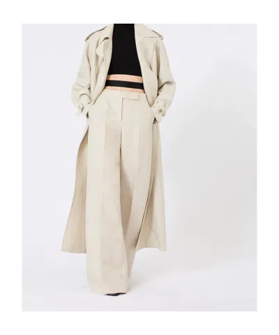 Max Mara High Waist Wide Leg Pleated Trousers In Neutral