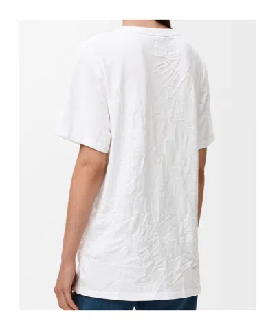 Loewe Womens White Brand-print Relaxed-fit Woven T-shirt