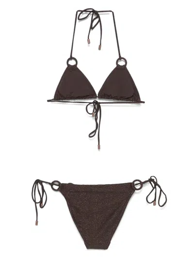 Zimmermann Coco Texture Ring Bikini In Brown