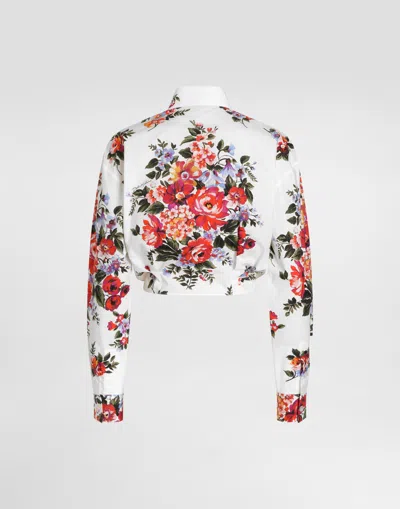Dolce & Gabbana Cotton Shirt With A Bouquet Of Flowers Print Shirts White In Multi