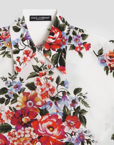 Dolce & Gabbana Cotton Shirt With A Bouquet Of Flowers Print Shirts White In Multi