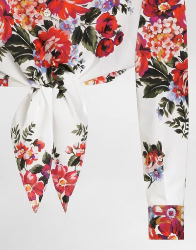 Dolce & Gabbana Cotton Shirt With A Bouquet Of Flowers Print Shirts White In Multi
