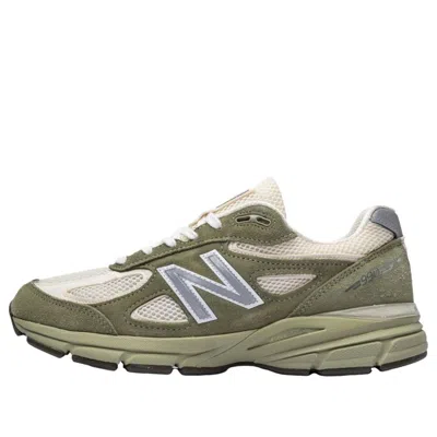 New Balance White And Green Made In Usa 990v4 Sneakers In Multi
