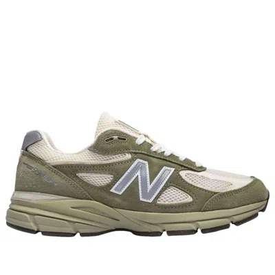 New Balance White And Green Made In Usa 990v4 Sneakers In Multi