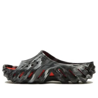 Crocs Echo Marbled Slide; Black / Flame, W11/m9 In Gray