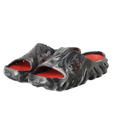 Crocs Echo Marbled Slide; Black / Flame, W11/m9 In Gray