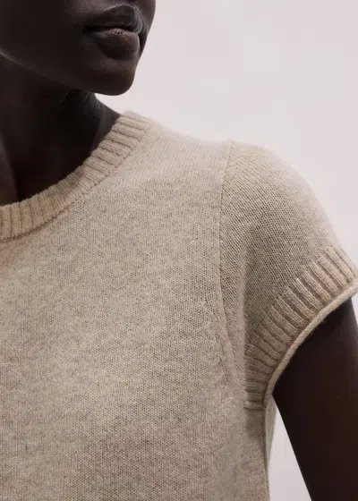 Me+em Cashmere Shrunken Knit Baby Tee Oatmeal In Neutral
