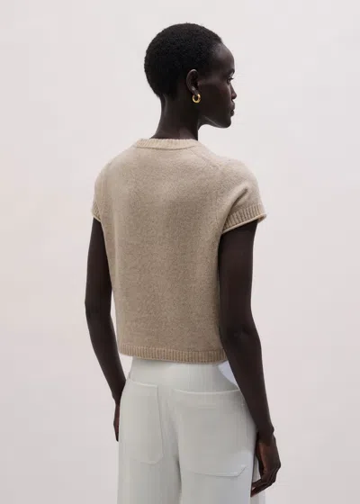 Me+em Cashmere Shrunken Knit Baby Tee Oatmeal In Neutral