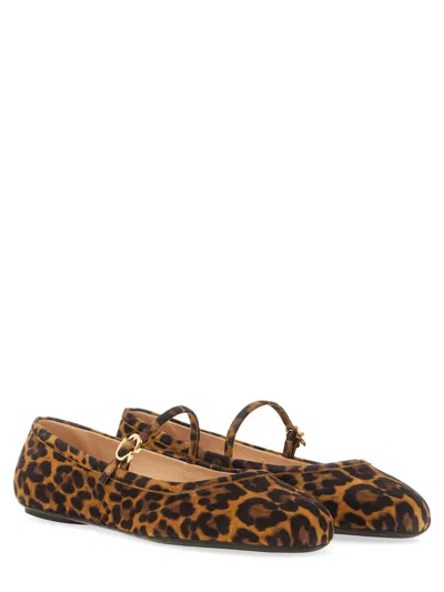 Gianvito Rossi Brown Carla Flats In Animal Print