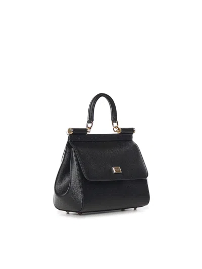Dolce & Gabbana Black Handbag With Adjustable And Removable Shoulder Strap And Logo Plaque On The Front In Grained L