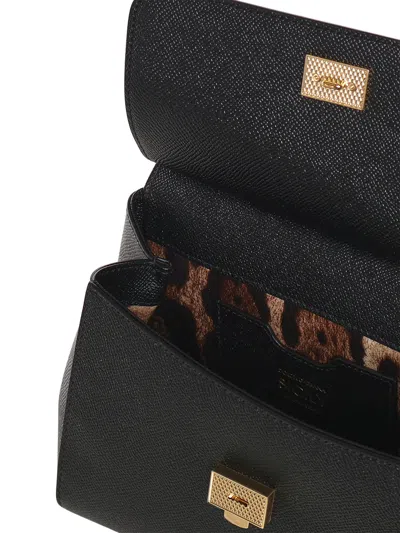 Dolce & Gabbana Black Handbag With Adjustable And Removable Shoulder Strap And Logo Plaque On The Front In Grained L