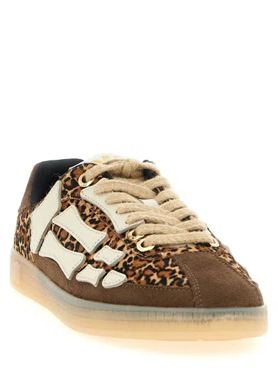Amiri Pacific Bones Brown Low-top Sneaker With Logo Patch On The Tongue And Leopard Print In Suede Man In Animal Print
