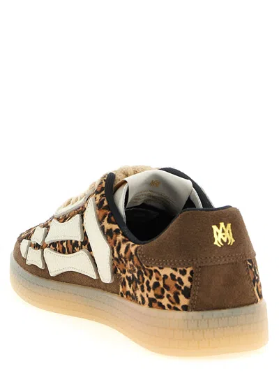 Amiri Pacific Bones Brown Low-top Sneaker With Logo Patch On The Tongue And Leopard Print In Suede Man In Animal Print