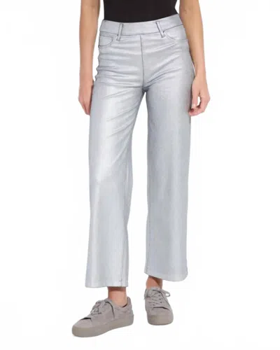 Lyssé Lysse Metallic Coated High Waist Wide Leg Pull-on Jeans In Gray