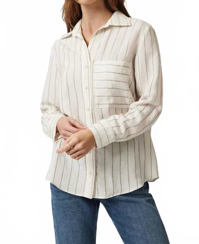Mavi Ginny Pocket Long Sleeve Button Down In Khaki In Neutral