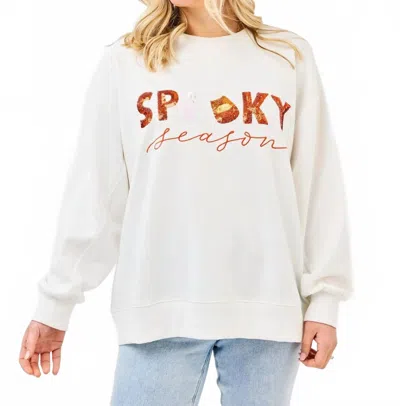 Mary Square Spooky Season Sequin Pullover In White In White