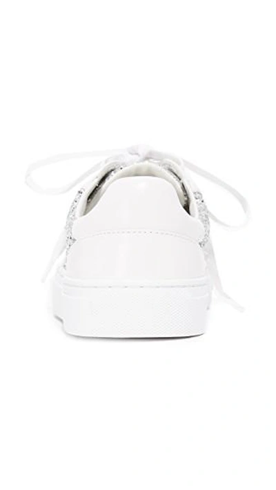 Shop Tory Burch Milo Lace Up Trainers In Silver/white