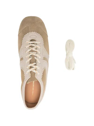 Dries Van Noten Women Beige Low-top Sneakers With Two-tone Lace-up In Suede Woman In White