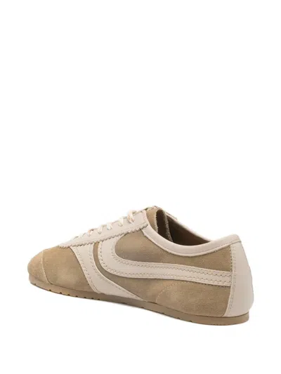 Dries Van Noten Women Beige Low-top Sneakers With Two-tone Lace-up In Suede Woman In White