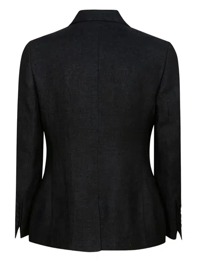 Saulina Double-breasted Flap-pocket Blazer In Blue