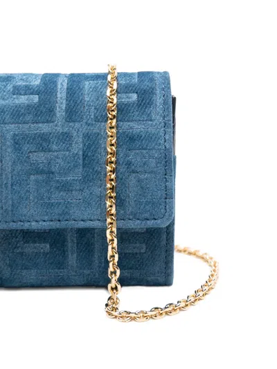 Fendi Ff-pattern Clutch Bag In Blue