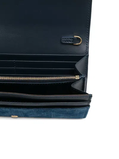 Fendi Ff-pattern Clutch Bag In Blue