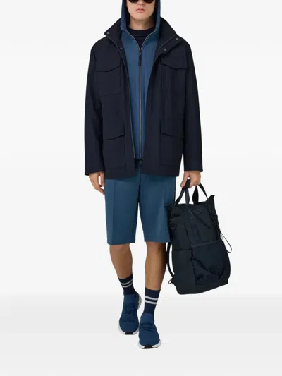Boggi Milano Laminated Technical Field Jacket In Blue